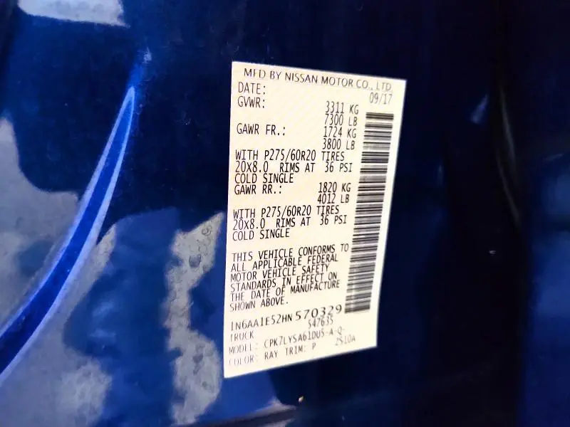 2017 NISSAN TITAN PLATINUM RESERVE  