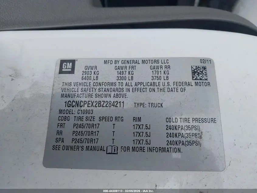 2011 CHEVROLET SILVERADO 1500 WORK TRUCK