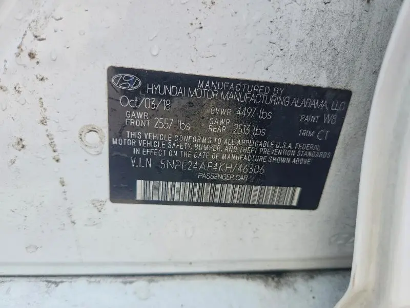 2019 HYUNDAI SONATA SE  