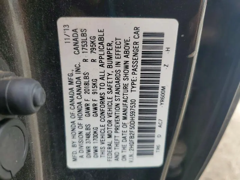 2013 HONDA CIVIC LX  