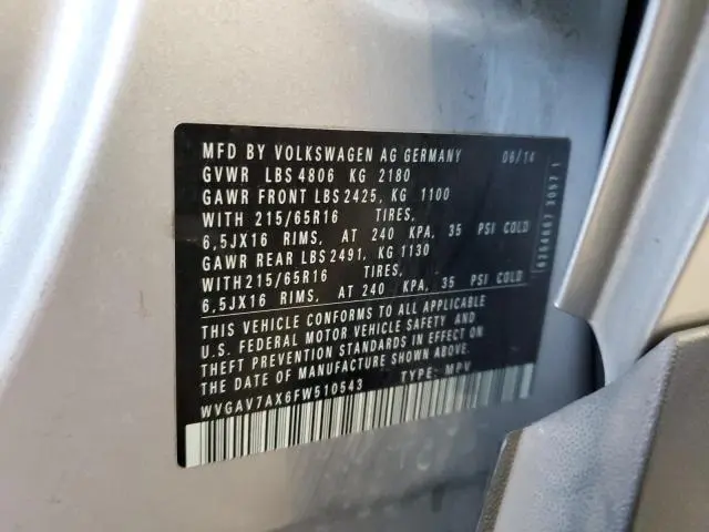 2015 VOLKSWAGEN TIGUAN S  