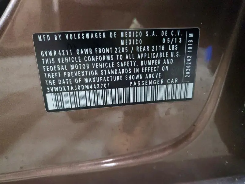 2013 VOLKSWAGEN JETTA SE  