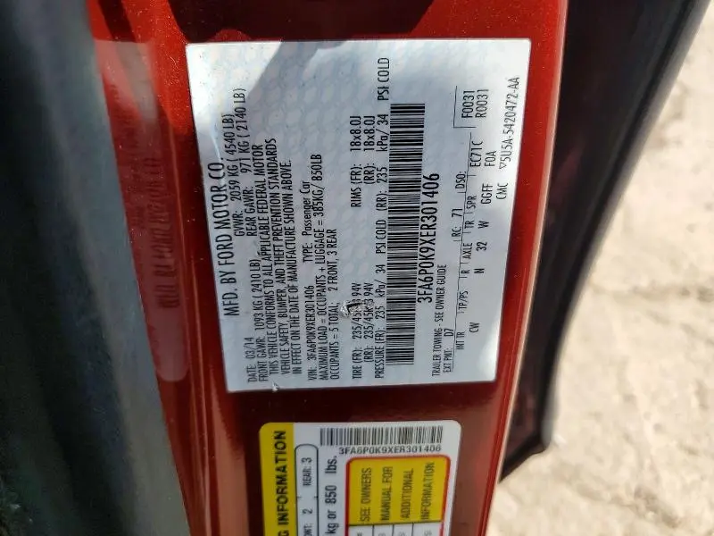 2014 FORD FUSION TITANIUM  