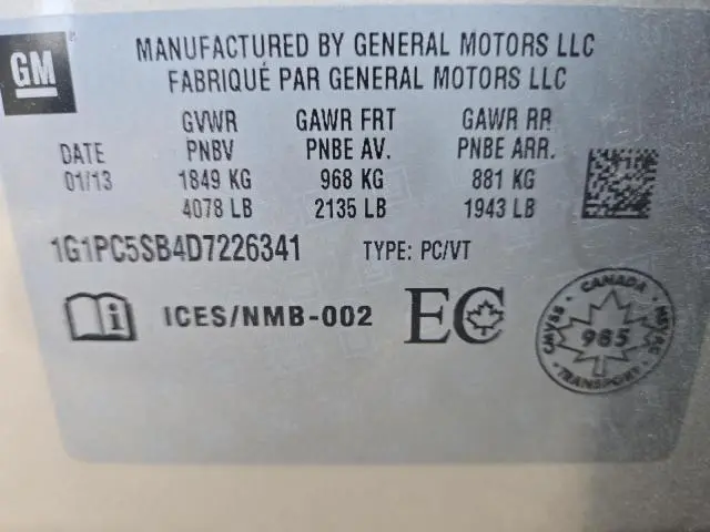 2013 CHEVROLET CRUZE LT  