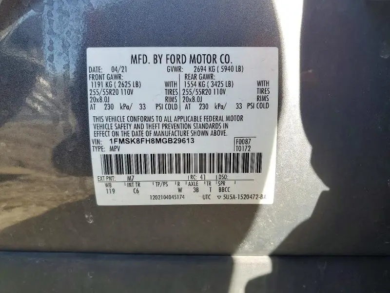 2021 FORD EXPLORER LIMITED  