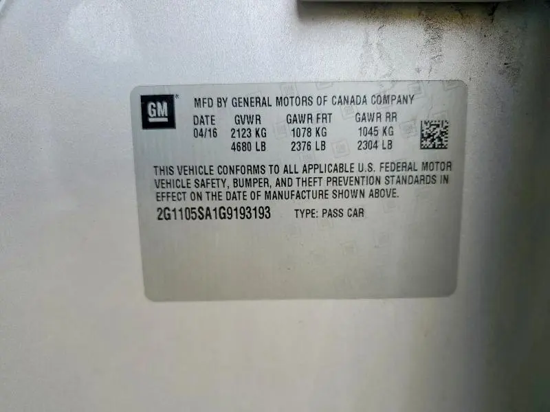 2016 CHEVROLET IMPALA LT  