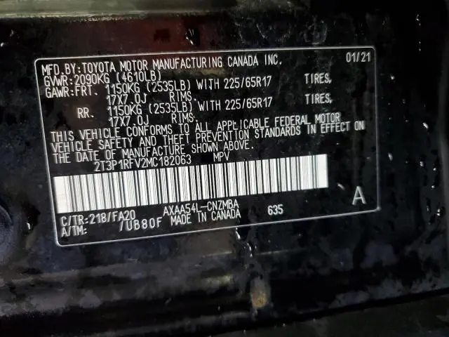 2021 TOYOTA RAV4 XLE  