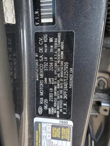 2020 KIA FORTE FE  