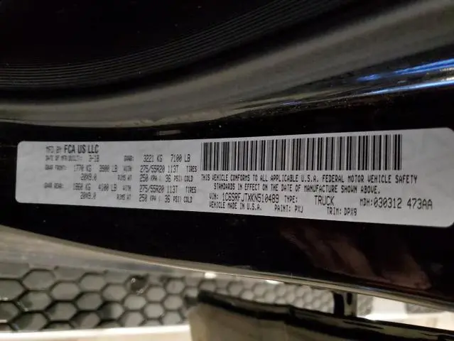 2019 RAM 1500 LARAMIE  