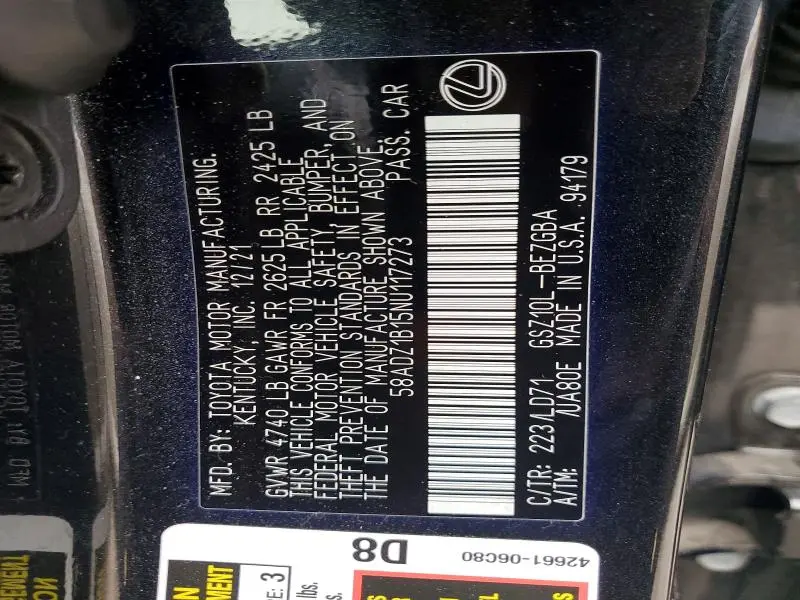 2022 LEXUS ES 350 BASE  