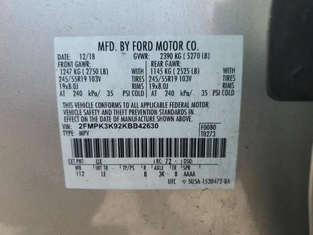 2019 FORD EDGE TITANIUM  