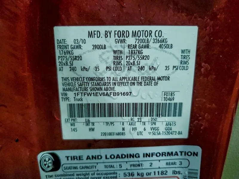 2010 FORD F150 SUPERCREW  