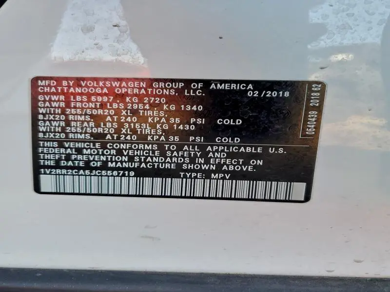 2018 VOLKSWAGEN ATLAS SEL  