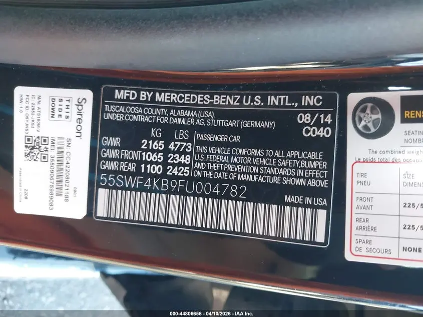 2015 MERCEDES-BENZ C 300 4MATIC