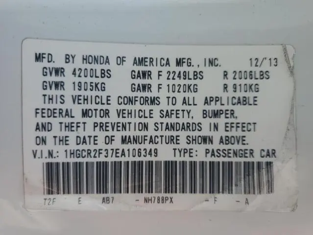 2014 HONDA ACCORD LX