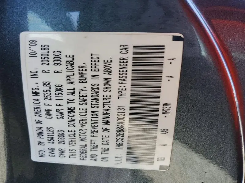 2010 HONDA ACCORD EXL  