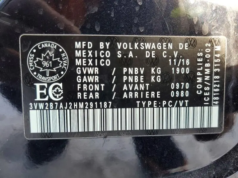 2017 VOLKSWAGEN JETTA S  