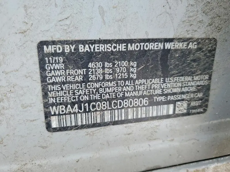 2020 BMW 430I GRAN COUPE  