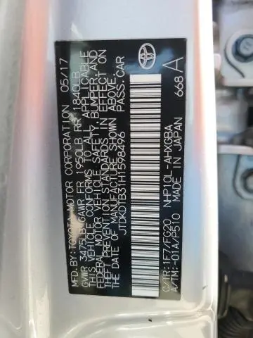 2017 TOYOTA PRIUS C 