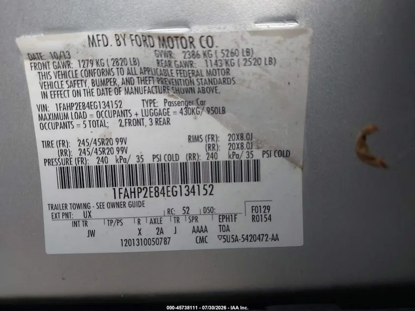2014 FORD TAURUS SEL