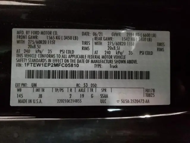 2021 FORD F150 SUPERCREW  