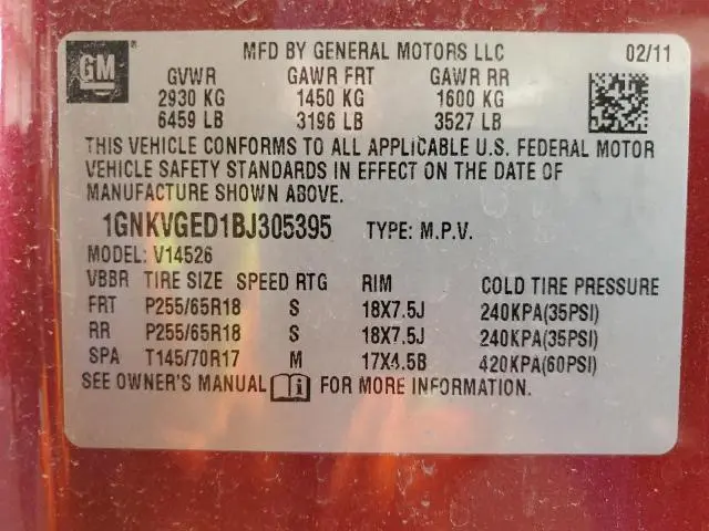 2011 CHEVROLET TRAVERSE LT  