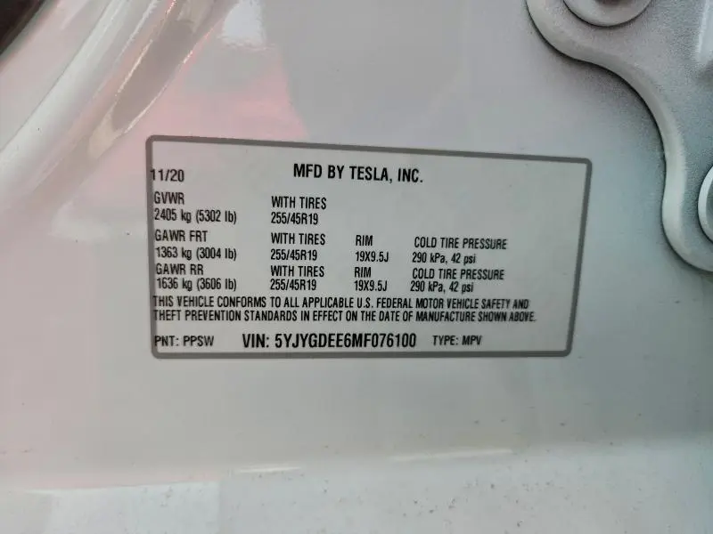 2021 TESLA MODEL Y   