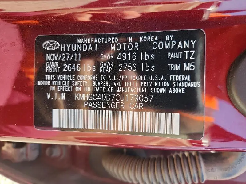2012 HYUNDAI GENESIS 3.8L  