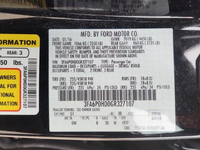 2016 FORD FUSION SE  