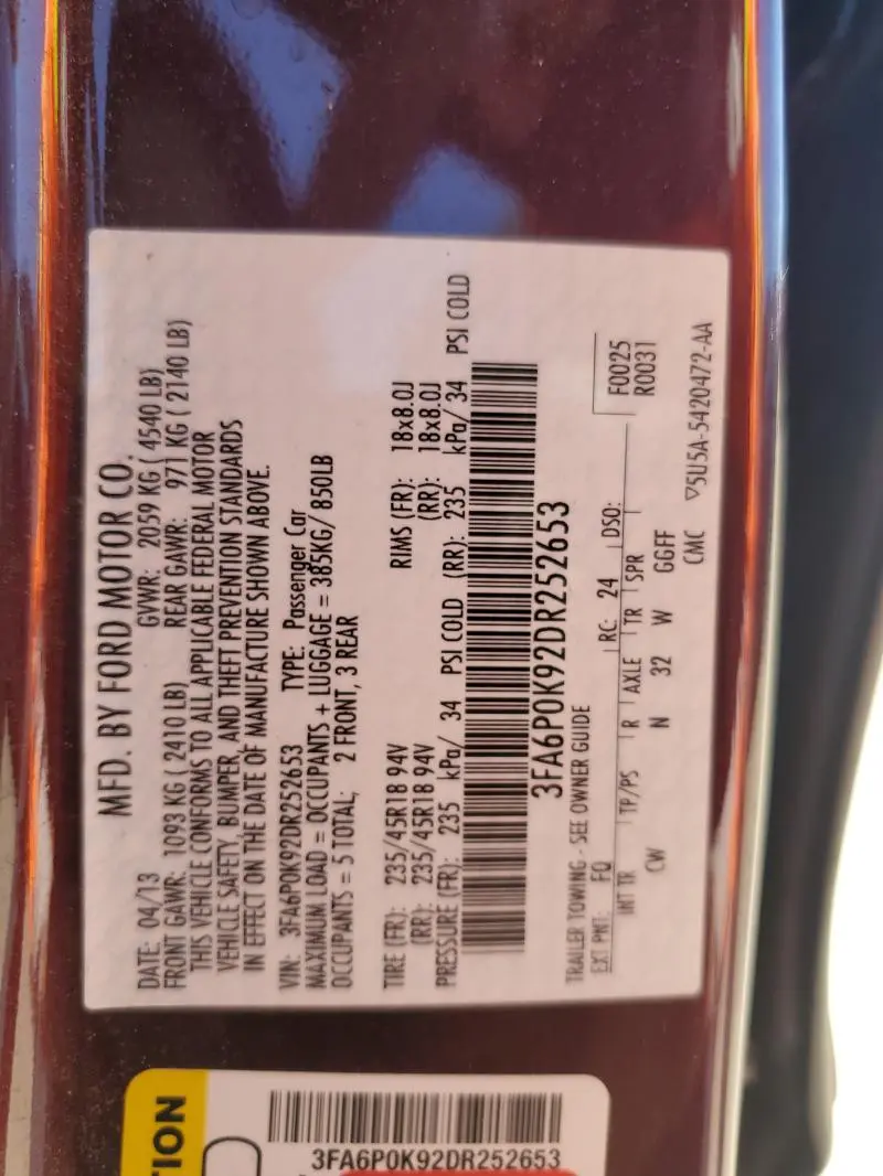 2013 FORD FUSION TITANIUM  