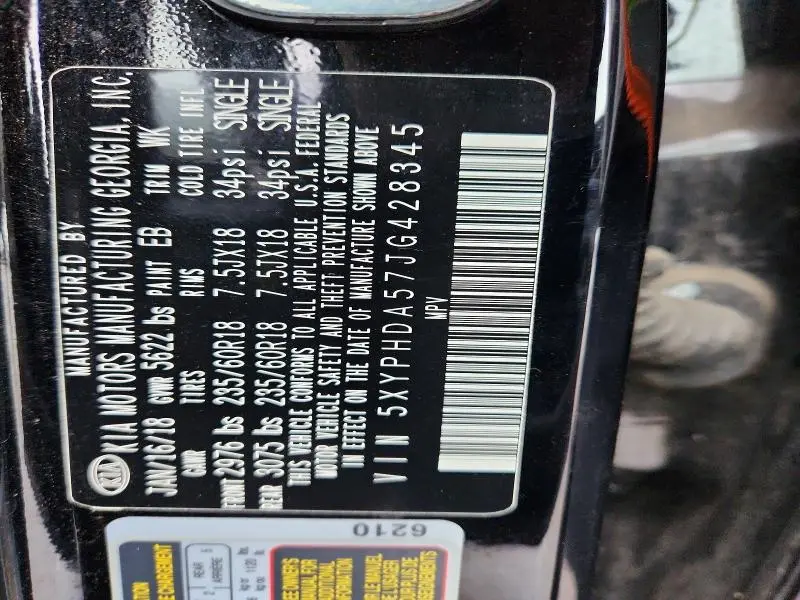 2018 KIA SORENTO EX V6  