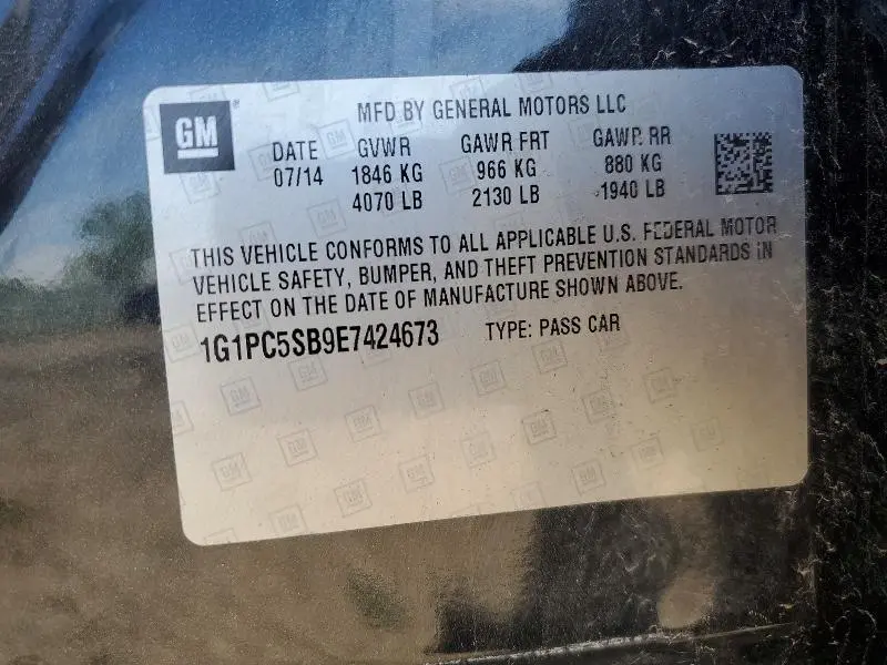 2014 CHEVROLET CRUZE LT  
