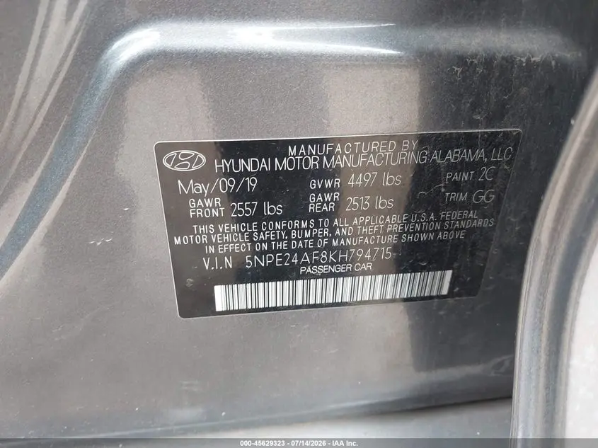 2019 HYUNDAI SONATA SE