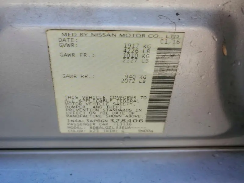 2016 NISSAN ALTIMA 2.5  