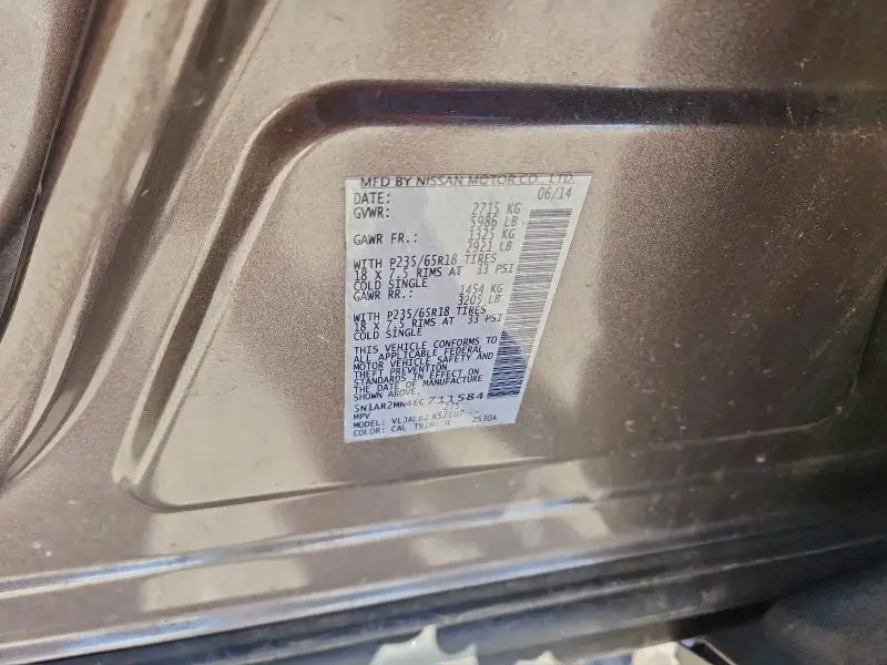 2014 NISSAN PATHFINDER S  