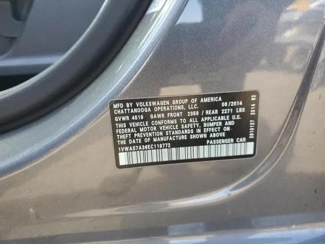 2014 VOLKSWAGEN PASSAT S  