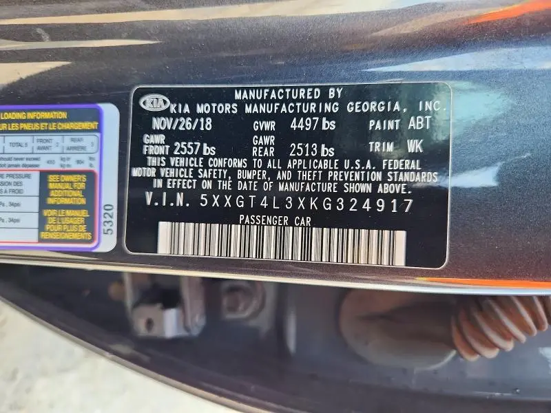 2019 KIA OPTIMA S  