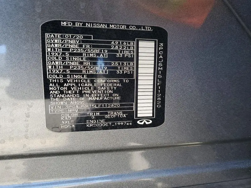 2020 INFINITI QX50 ESSENTIAL  