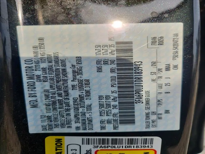 2013 FORD FUSION SE HYBRID  