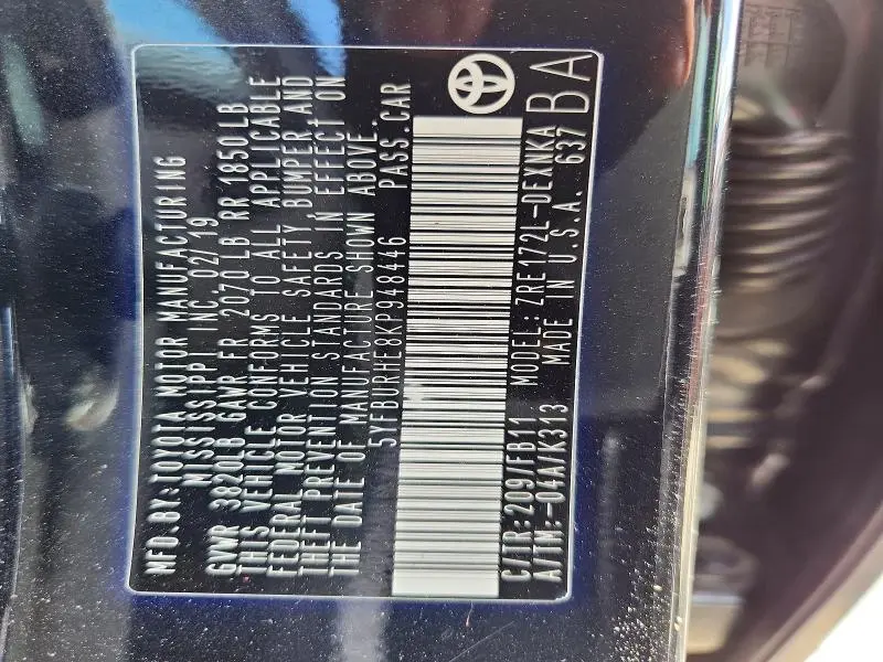 2019 TOYOTA COROLLA LE  