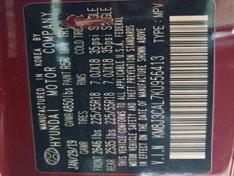 2019 HYUNDAI TUCSON LIMITED  