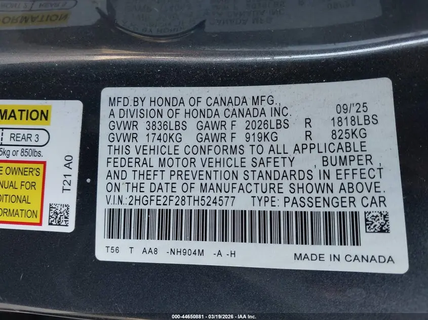 2026 HONDA CIVIC LX