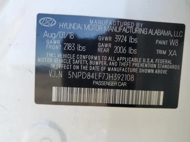 2018 HYUNDAI ELANTRA SEL  