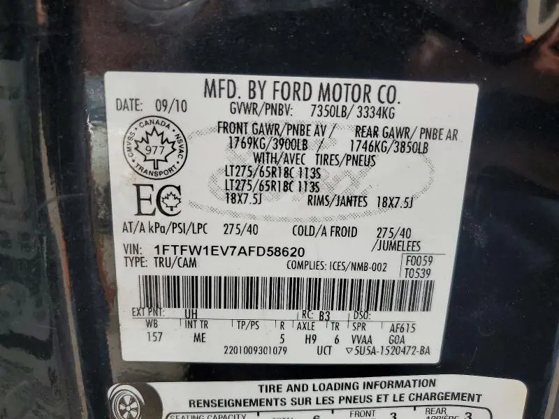 2010 FORD F150 SUPERCREW  