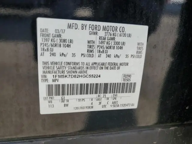 2017 FORD EXPLORER XLT  