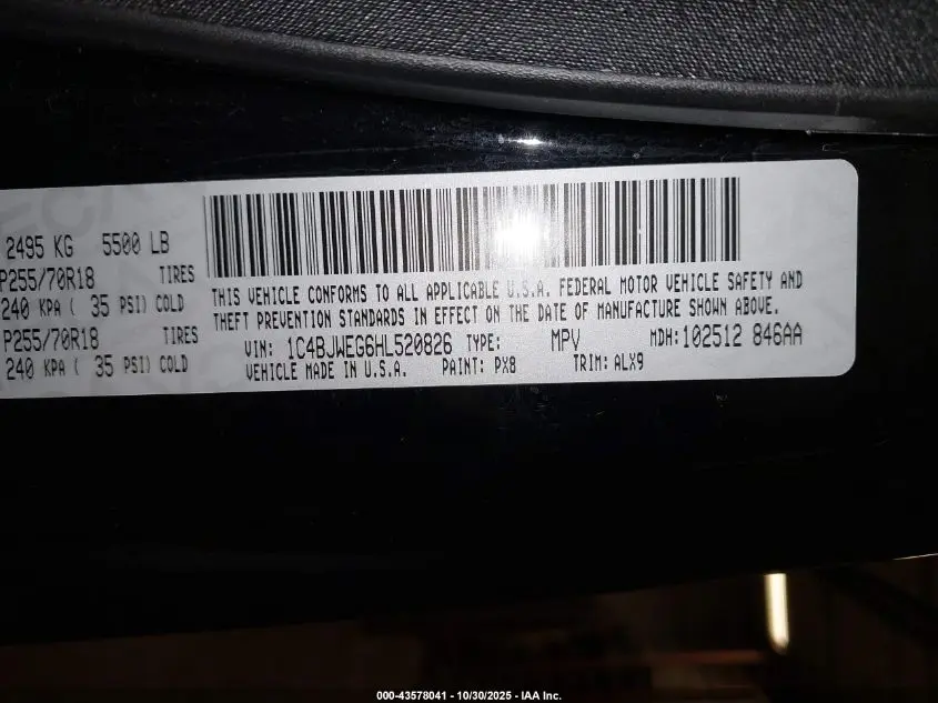 2017 JEEP WRANGLER UNLIMITED SAHARA 4X4