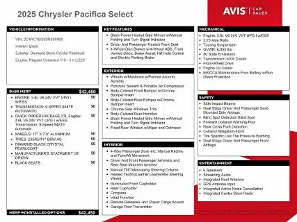 2025 CHRYSLER PACIFICA SELECT  
