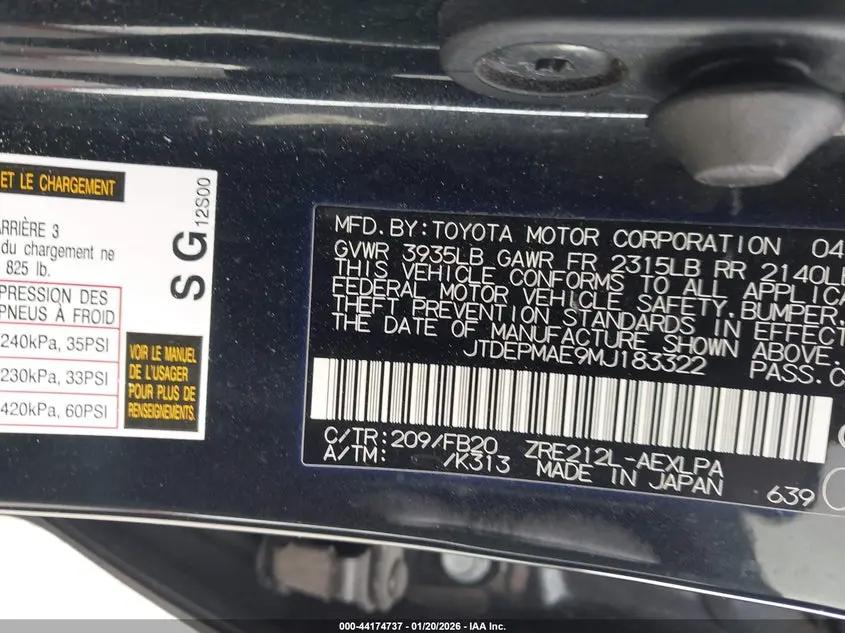 2021 TOYOTA COROLLA LE