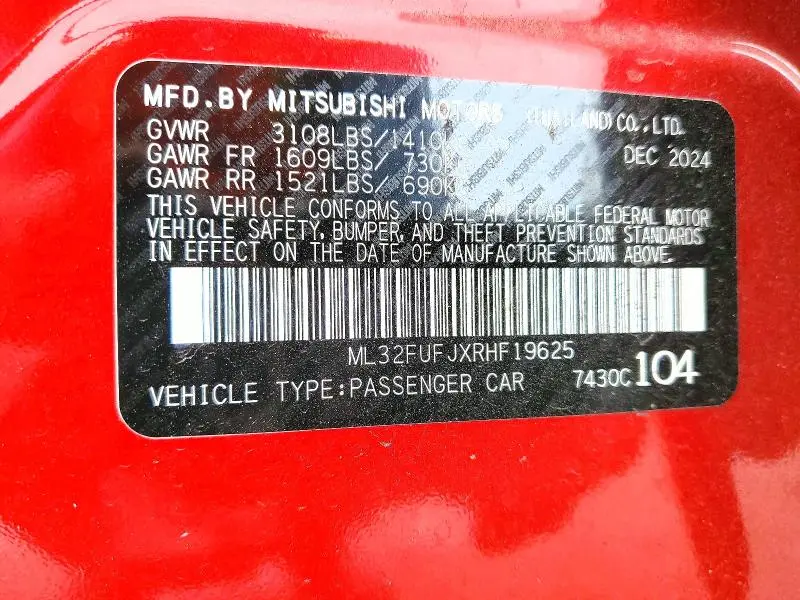 2024 MITSUBISHI MIRAGE G4 ES  