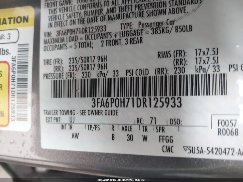 2013 FORD FUSION SE